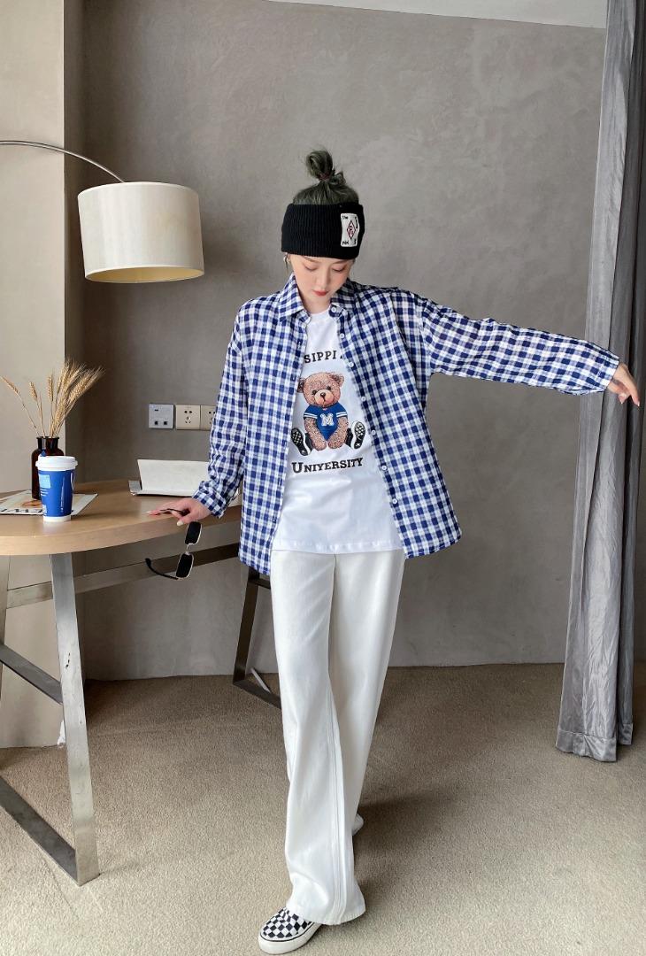秋装新款格子衬衣两件套，其它，沐·沐
