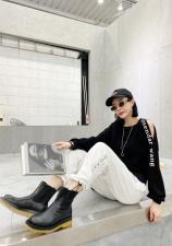 （现货）新款秋装针织漏肩卫衣，女装卫衣/绒衫，大麦