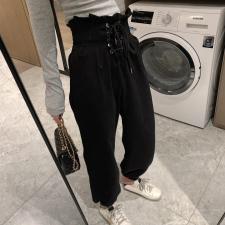 气眼高腰卫裤，女装休闲裤，XTZ style