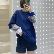 秋季新款大量上新拼接袖卫衣，女装卫衣/绒衫，韩索慧慧
