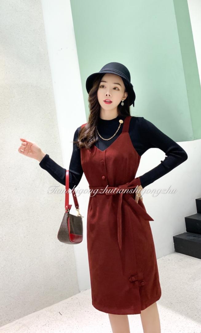 两件套连衣裙韩版修身显瘦，女装连衣裙，天使公主