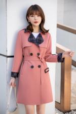 秋装新款上市、针织空气层拼格风衣M、、XL、XX、XXX，女装风衣，拉思维加丝