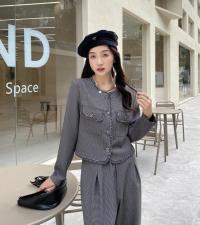 香丽迪2021秋装新款格子套装，女装职业装，香丽迪