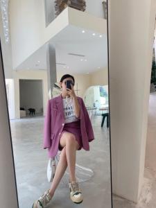 紫色西装套装,女装西装,莫娜NORA