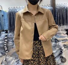2021秋季新款时尚简约设计单排扣潮PU皮衣，女装皮衣，L·H·X