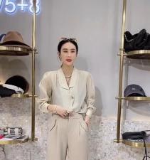 2021秋季新款法式气质温柔洋气翻领不规则斜扣长袖衬衣，其它，L·H·X