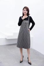 【现货】秋季新款时尚宽松显瘦拼接假两件连衣裙，女装连衣裙，名怡
