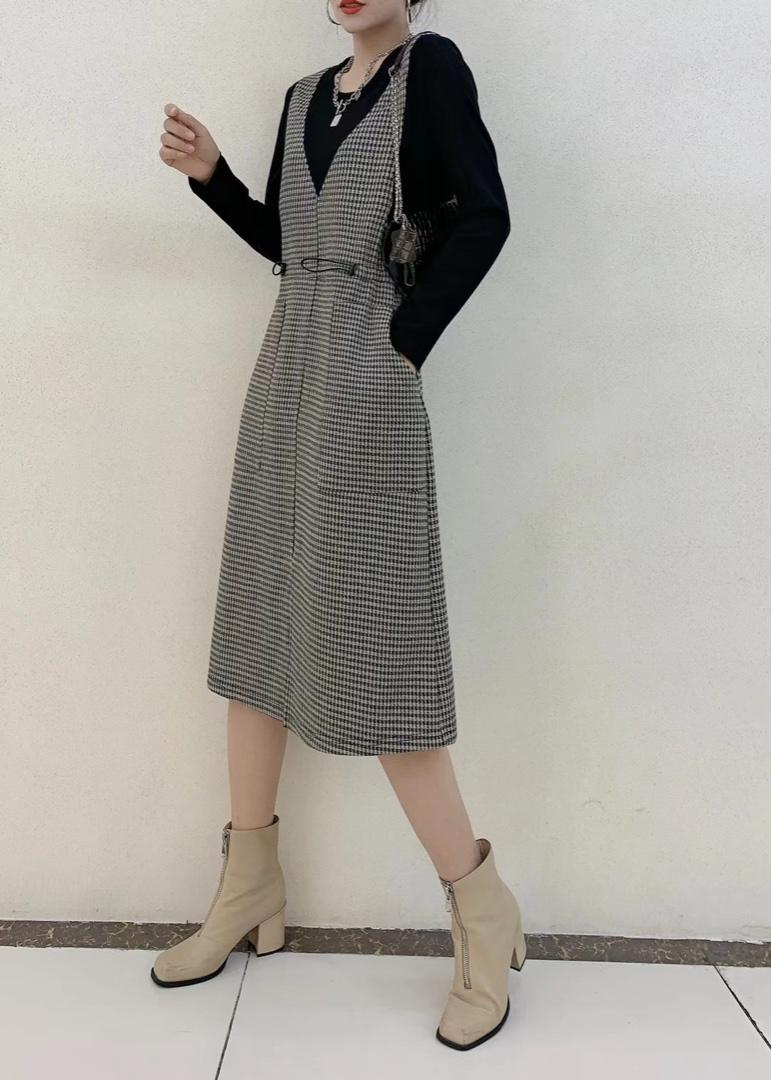 【现货】秋季新款时尚修身显瘦拼接假两件连衣裙，女装连衣裙，名怡