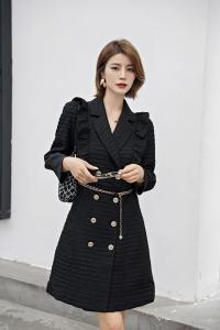 【现货】木耳边设计风衣连衣裙,女装风衣,新依佳人