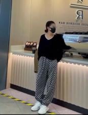 2021秋季新款休闲显瘦百搭显百搭束脚抽绳阔腿长裤，其它，L·H·X