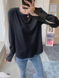 拼接衬衫袖 S-M四色百搭打底,女装衬衫,尚映