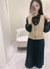 秋新款韩版休闲两件套压邹连衣裙，女装连衣裙，江南E秀