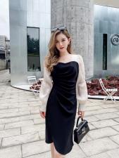 显瘦褶皱连衣裙，女装连衣裙，艾丹迪蔓