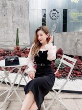 【现货】长款开叉连衣裙，女装连衣裙，艾丹迪蔓