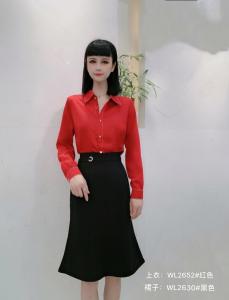 2021秋季新款纯色长袖小衫修身显瘦气质大量现货供应,其它,红.炫影