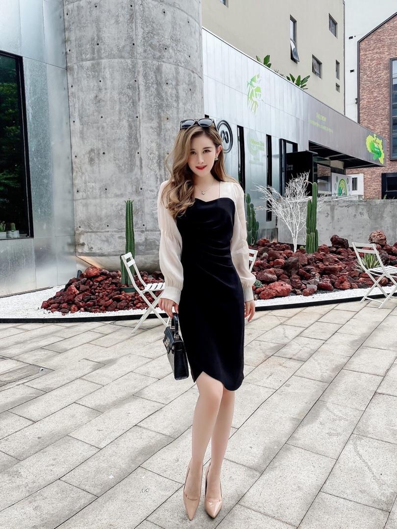 显瘦褶皱连衣裙，女装连衣裙，艾丹迪蔓