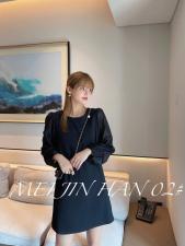 美巾涵秋季新款拼接袖连衣裙，女装连衣裙，美巾涵
