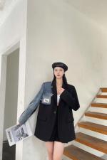 牛仔拼接西服，其它，QIANCHEN 谦晨