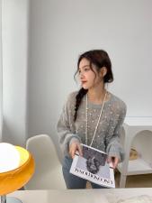 TWTIUWOO-秋装新款订珠马海毛毛衣，女装针织衫/毛衣，她物