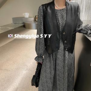 披马甲两件套连衣裙,女装马夹,6·9衣社