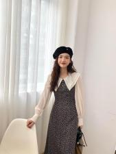 TWTIUWOO-秋装新款翻领碎花连衣裙，女装连衣裙，她物