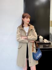【现货】秋装连帽简单撞色风衣，女装风衣，爽靓爽