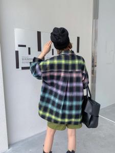 渐变格子衬衫S-M,女装衬衫,尚映