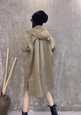 2021秋冬新款时尚连帽双口袋休闲宽松潮风衣外套，女装风衣，L·H·X