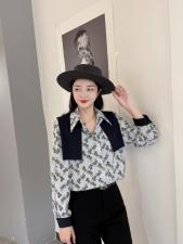 秋季新款可拖卸披肩两件套衬衫，女装衬衫，斐伦缇娜