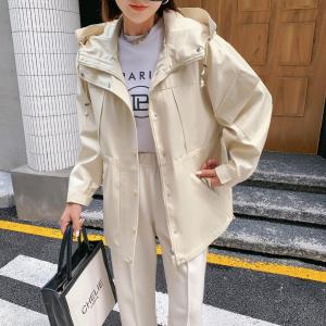 21年秋季精致休闲口袋牛筋拉筒中长风衣,女装风衣,珂妮卡COOZIC