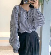 格子衬衫，女装衬衫，荷琦美好