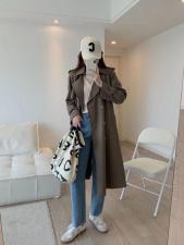 质感收腰双排扣风衣，女装风衣，阿M