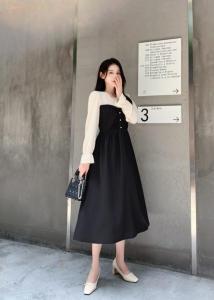 拼接毛圈连衣裙,女装连衣裙,棠秋纤