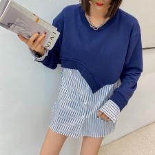 竖条拼接卫衣，女装卫衣/绒衫，XCWY
