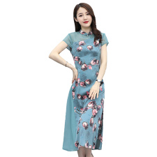 改良旗袍女高级感2024夏季新款时尚气质中国风年轻款妈妈装连衣裙，女装连衣裙，秋也