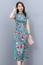 改良旗袍女高级感2024夏季新款时尚气质中国风年轻款妈妈装连衣裙，女装连衣裙，秋也