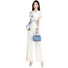 职业套装女夏季2024新款时尚高端欧货气质女神范薄款阔腿裤两件套，女装套装/套裙，仟媚宠