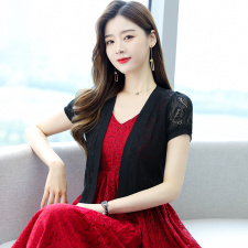 LMMA蕾丝小披肩女短款2025夏季薄款外搭修身开衫百搭小坎肩，女装蕾丝衫/雪纺衫，婵米儿