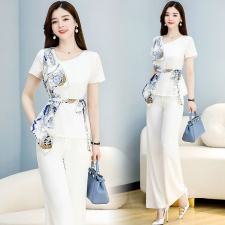 职业套装女夏季2024新款时尚高端欧货气质女神范薄款阔腿裤两件套，女装套装/套裙，仟媚宠