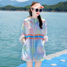 女童防晒衣夏季薄款洋气渐变色冰丝透气中大童韩版连帽防晒服外套，女装防晒衣，帛香坊