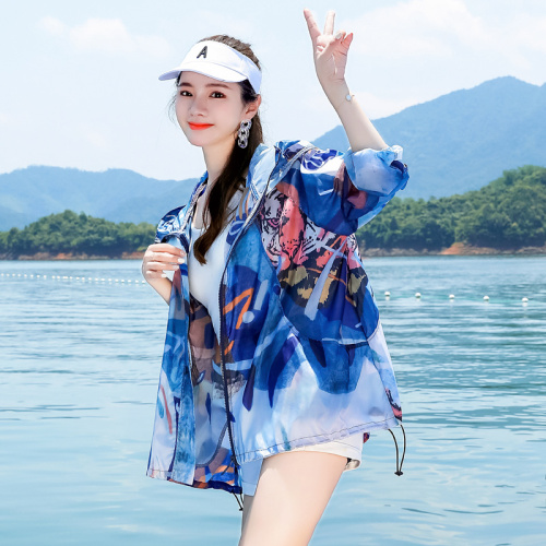 防晒衣女夏季2025新款长袖轻薄款印花百搭宽松冰丝透气罩衫防晒服，女装防晒衣，帛香坊