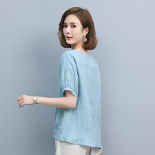 时尚宽松刺绣短袖T恤女夏季新款韩版百搭显瘦上衣文艺小衫，女装T恤，依恋蒂丝