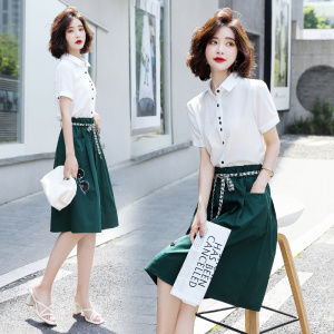 衬衫连衣裙两件套女夏季2025新款小个子显高显瘦高级感御姐套装裙，女装套装/套裙，难舍钰依