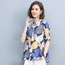 2021夏季新款简约时尚气质圆领几何图案宽松休闲舒适上衣，女装T恤，悦见她