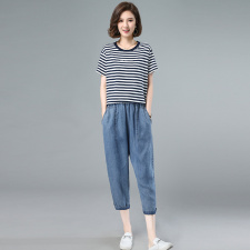 2022夏季新款简约时尚气质宽松休闲舒适两件套，女装套装/套裙，独衣靓