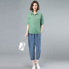 2023夏季时尚简约大方气质优雅纯色休闲透气两件套，女装套装/套裙，独衣靓