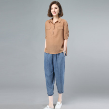 2023夏季时尚简约大方气质优雅纯色休闲透气两件套，女装套装/套裙，独衣靓