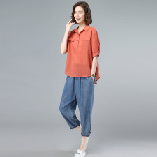 2023夏季时尚简约大方气质优雅纯色休闲透气两件套，女装套装/套裙，独衣靓