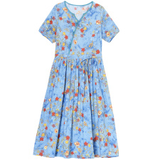 棉麻连衣裙夏2022新款洋气减龄收腰显瘦时尚翻领拼接碎花亚麻裙子，女装连衣裙，香水丽阁