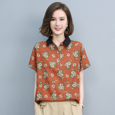2021夏季时尚简约大方气质优雅衬衫印花，女装T恤，悦见她